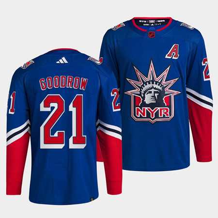 Men%27s New York Rangers #21 Barclay Goodrow Blue 2022 Reverse Retro Stitched Jersey Dzhi